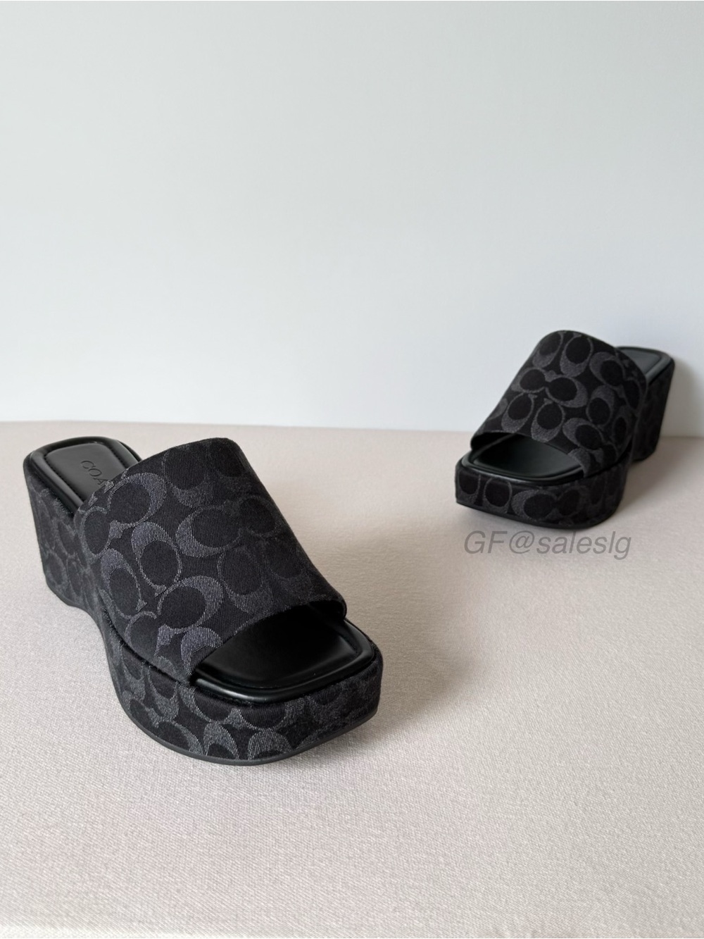 NWT Coach Phoebe Platform Sandals In Signature Denim Black CDG81 Size 10